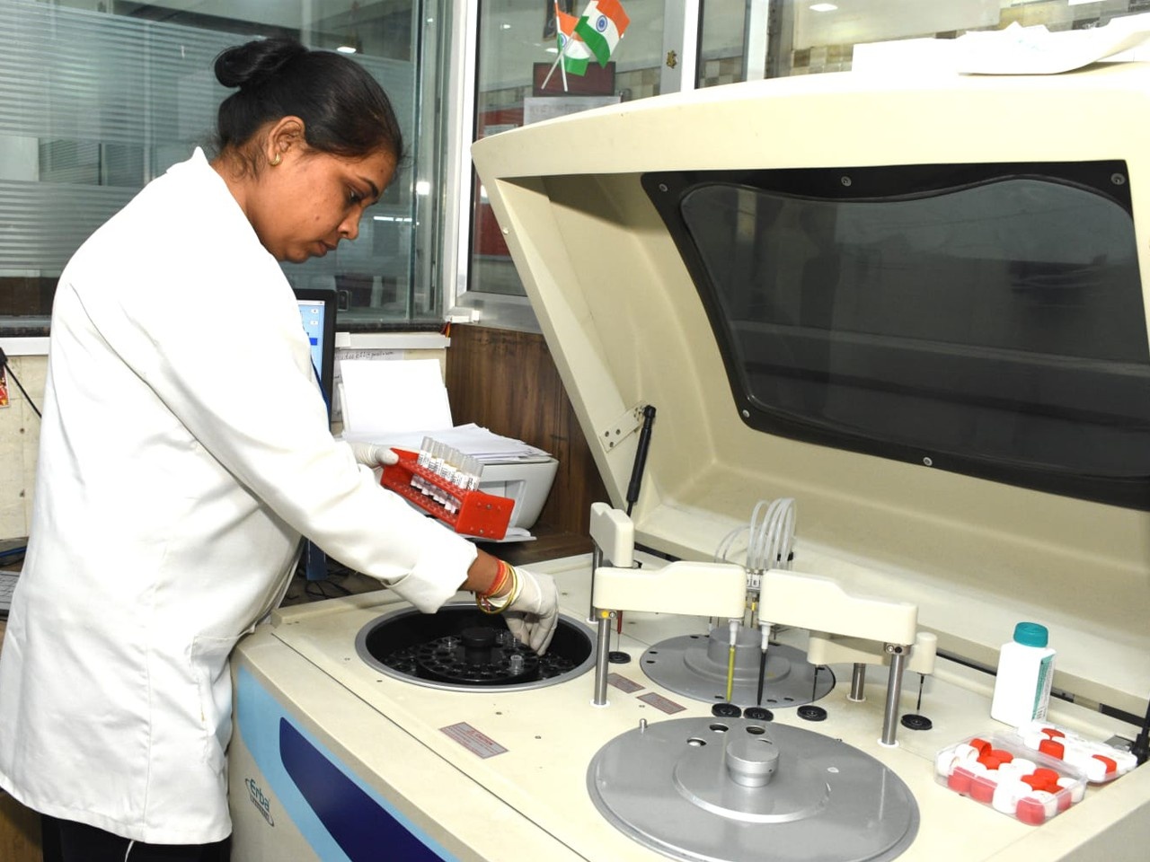 High-precision automated analyzer for health checkup reports at Dr. Sudeep's Biopsy Centre.